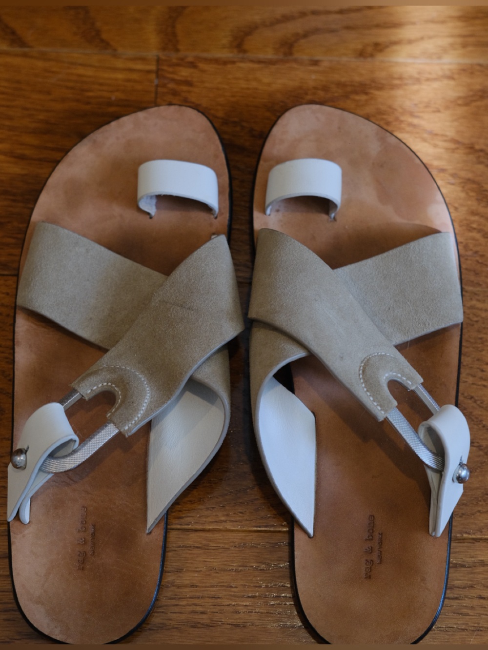 rag & bone Beige Suede and White Leather Sandals